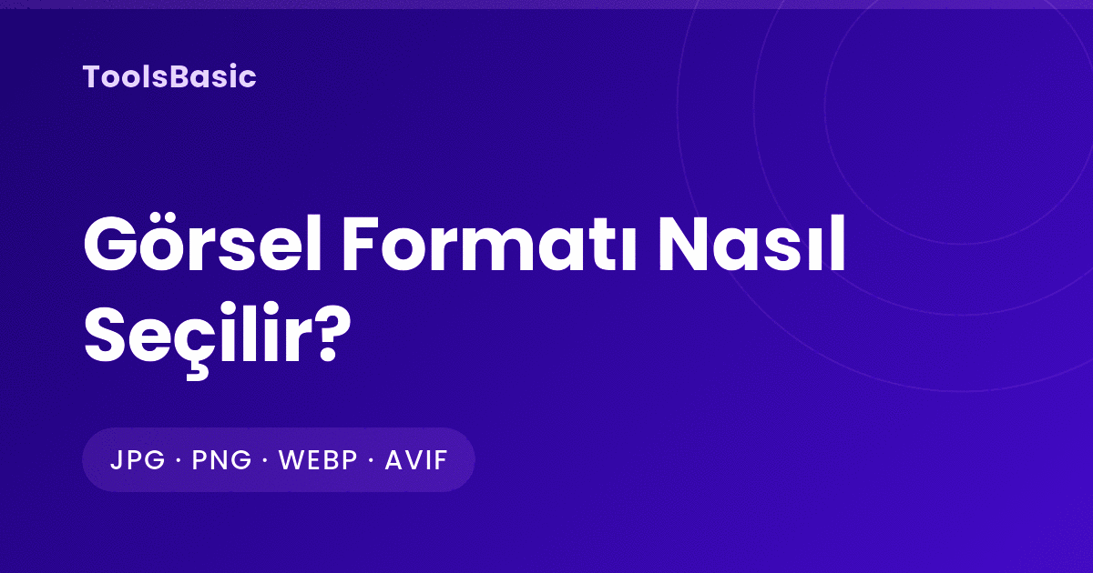 Görsel Formatı Nasıl Seçilir? JPG, PNG, WebP ve AVIF Karşılaştırması