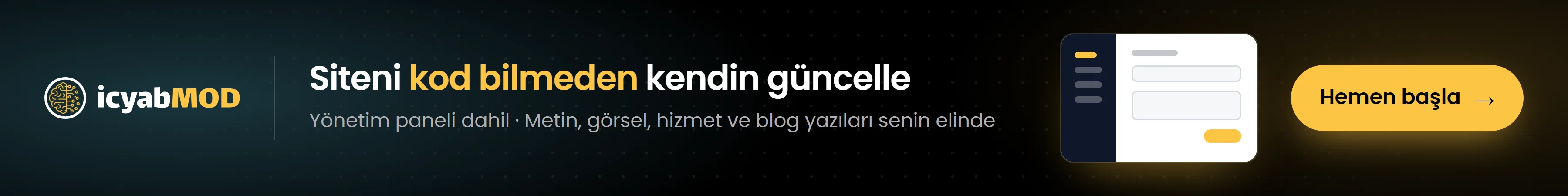 icyabmod — yönetim paneli dahil: siteni kod bilmeden kendin güncelle